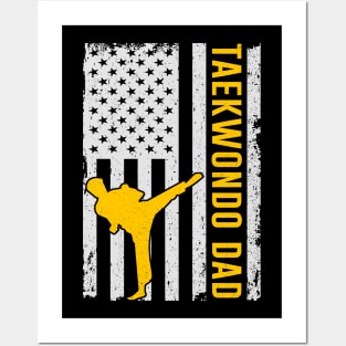 USA Taekwondo Dad American Flag Fathers Day Gift Posters and Art